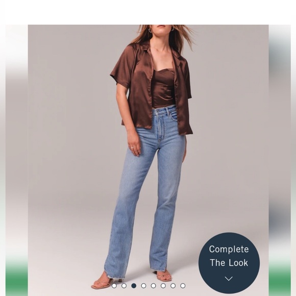 Abercrombie & Fitch Curve Love The 90s Straight Ultra High Side Slit Jeans 4R - Picture 2 of 10